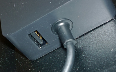USB port on power adapter - connect the secondary USB cable here